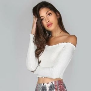White off the shoulder crop top